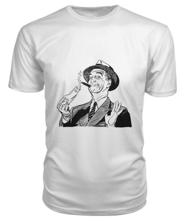 Man burning money vintage ad art t-shirt